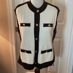 Talbots Black and Ivory Sleeveless Vest